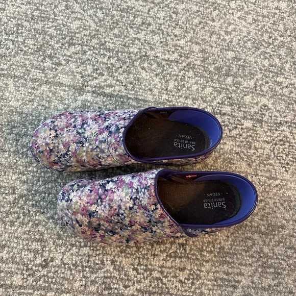 Sanita Floral Mules in Purple and White - Picture 2 of 6